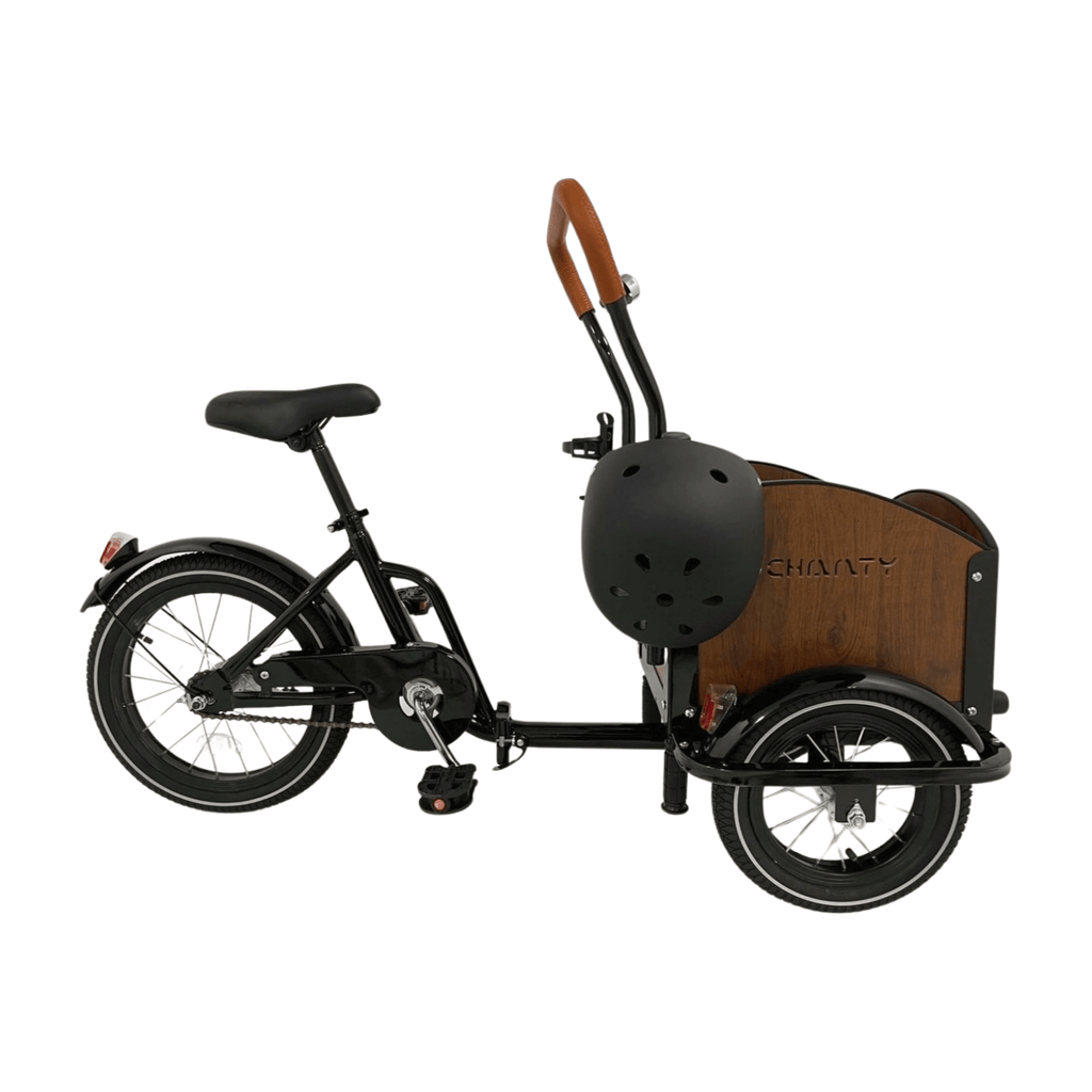Chanty Cargo Kid - Sort inkl. hjelm, flaskeholder, håndtag i 2 farver og ringklokke - BørnecyklerneChantyBørnecyklerneSort: BLC16 - SRTChanty Cargo Kid - Sort inkl. hjelm, flaskeholder, håndtag i 2 farver og ringklokke