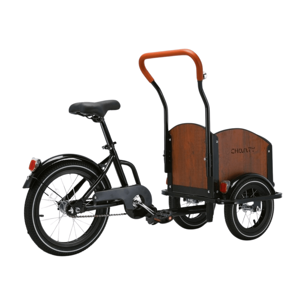 Chanty Cargo Kid - Sort inkl. hjelm, flaskeholder, håndtag i 2 farver og ringklokke - BørnecyklerneChantyBørnecyklerneSort: BLC16 - SRTChanty Cargo Kid - Sort inkl. hjelm, flaskeholder, håndtag i 2 farver og ringklokke