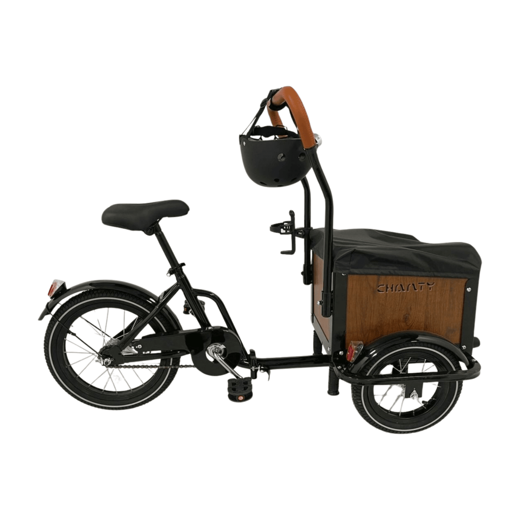 Chanty Cargo Kid - Sort inkl. hjelm, flaskeholder, håndtag i 2 farver og ringklokke - BørnecyklerneChantyBørnecyklerneSort: BLC16 - SRTChanty Cargo Kid - Sort inkl. hjelm, flaskeholder, håndtag i 2 farver og ringklokke