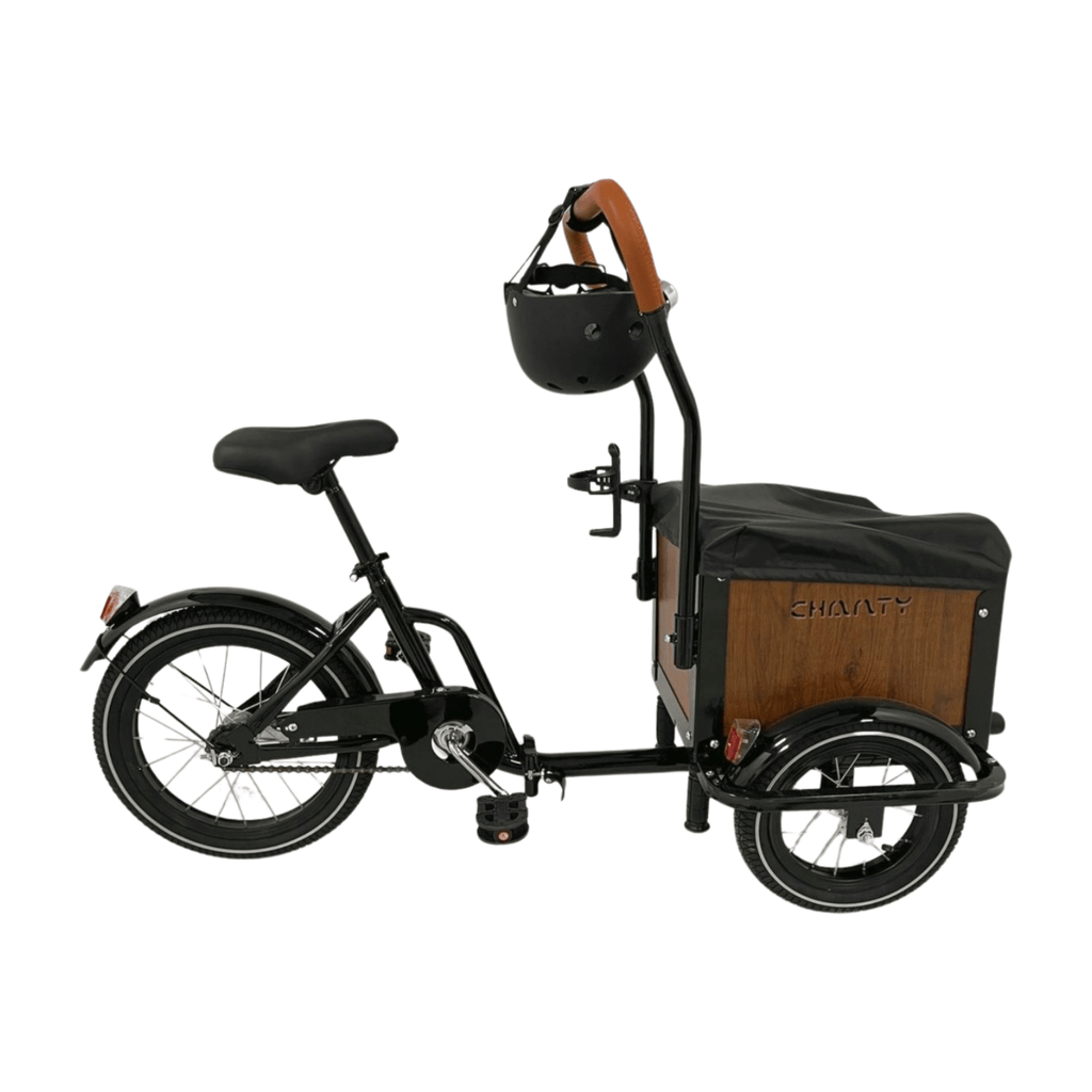 Chanty Cargo Kid - Sort inkl. hjelm, flaskeholder, håndtag i 2 farver og ringklokke - BørnecyklerneChantyBørnecyklerneSort: BLC16 - SRTChanty Cargo Kid - Sort inkl. hjelm, flaskeholder, håndtag i 2 farver og ringklokke