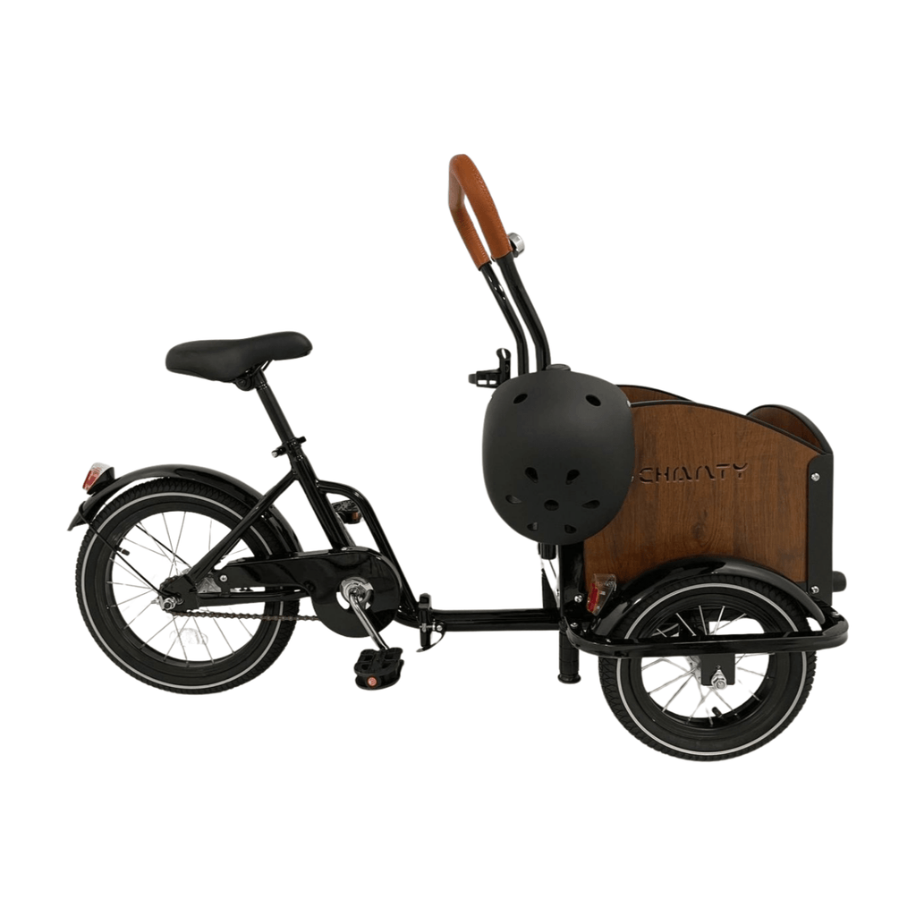 Chanty Cargo Kid - Sort inkl. hjelm, flaskeholder, håndtag i 2 farver og ringklokke - BørnecyklerneChantyBørnecyklerneSort: BLC16 - SRTChanty Cargo Kid - Sort inkl. hjelm, flaskeholder, håndtag i 2 farver og ringklokke
