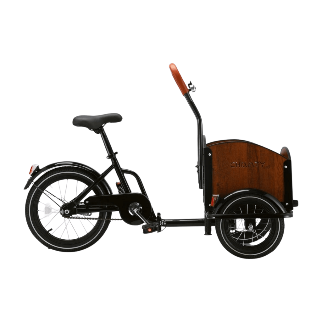 Chanty Cargo Kid - Sort inkl. hjelm, flaskeholder, håndtag i 2 farver og ringklokke - BørnecyklerneChantyBørnecyklerneSort: BLC16 - SRTChanty Cargo Kid - Sort inkl. hjelm, flaskeholder, håndtag i 2 farver og ringklokke